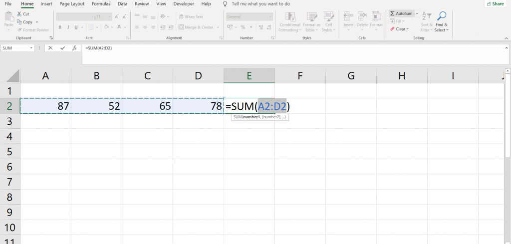 Excel Function AutoSum 