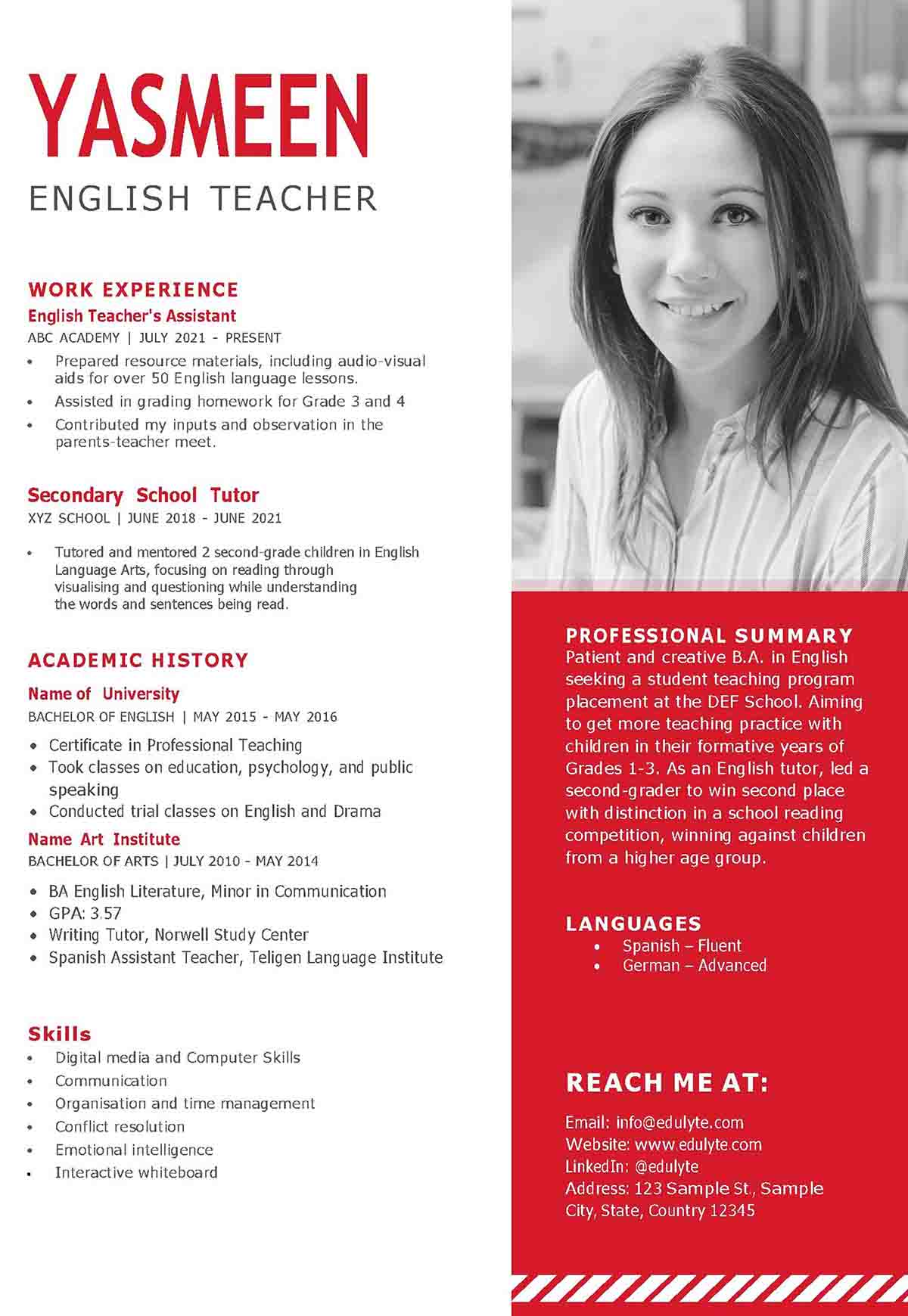 English Teacher Resume