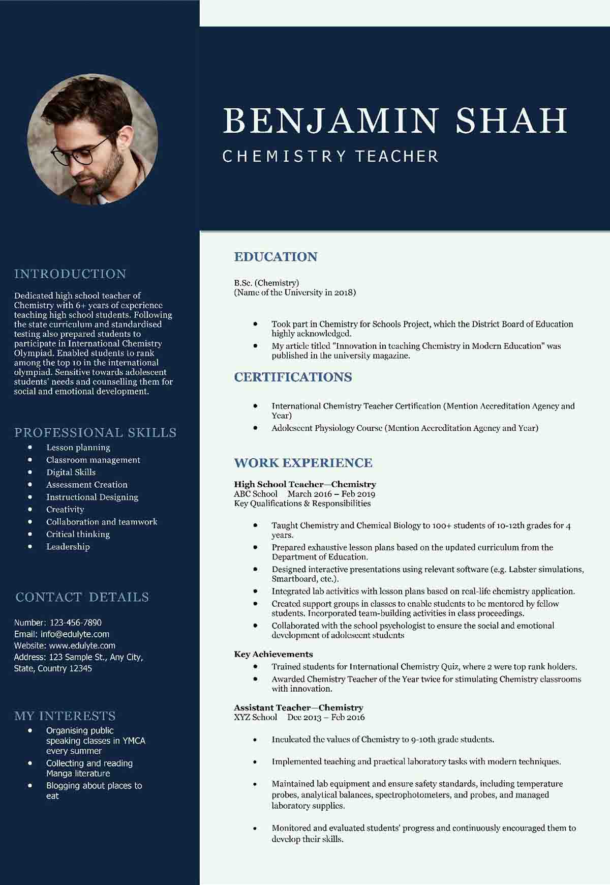 High School Teacher Resume