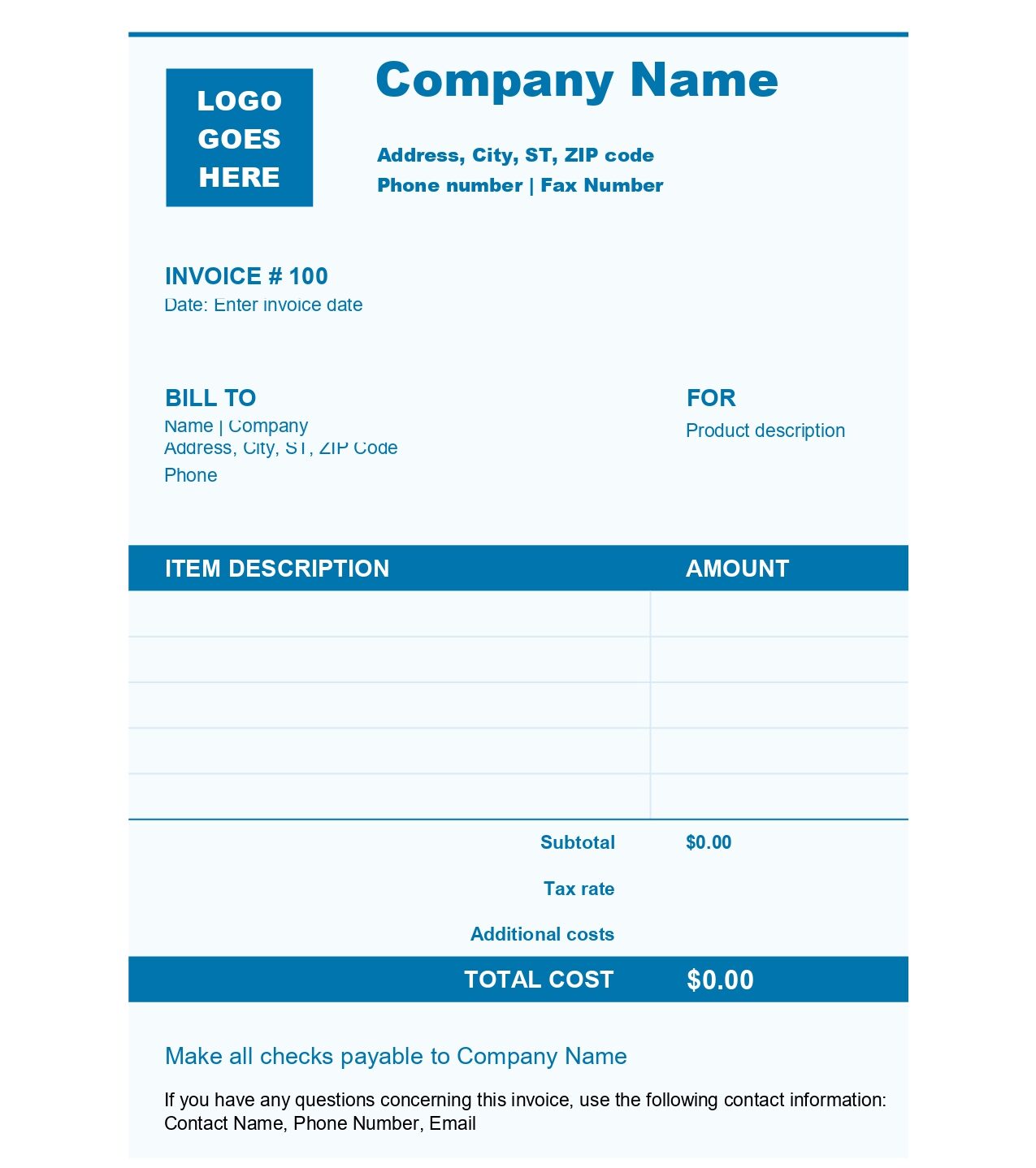 free download invoice template word