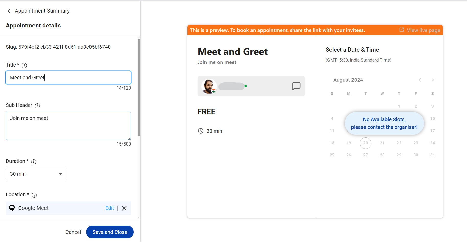 select meeting type