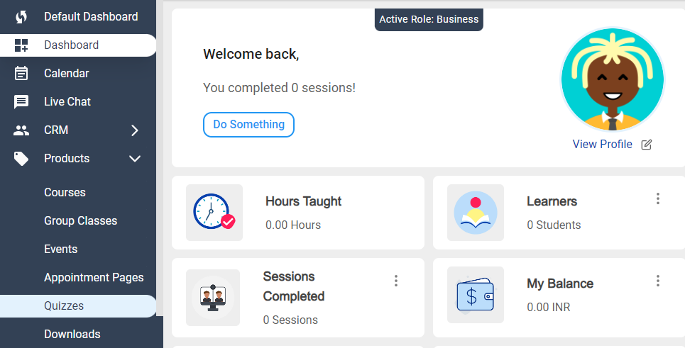 Access the quizzes section in products