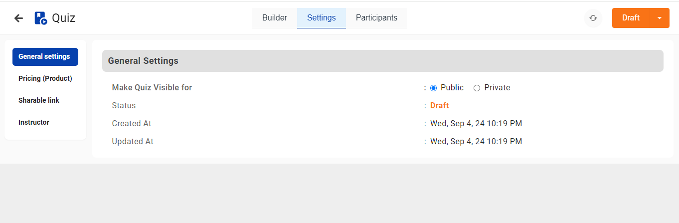Configure your quiz settings