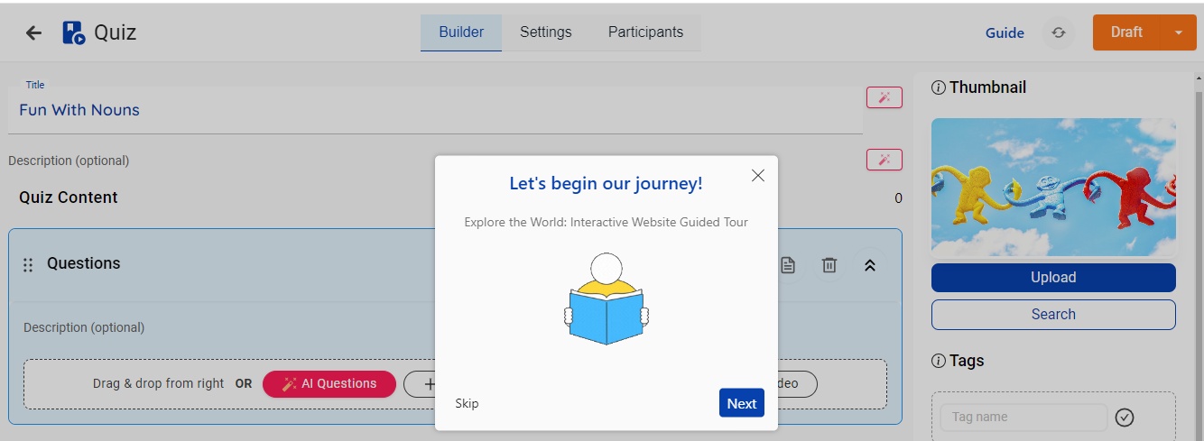 how to create a quiz with Edulyte’s tools