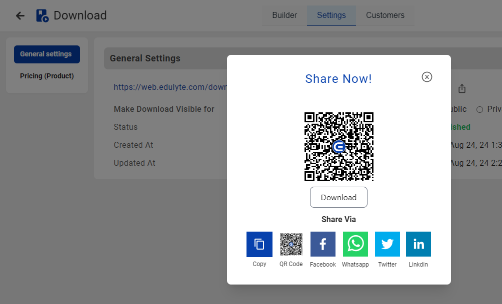 share your product through a QR code